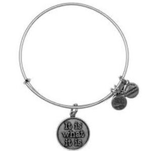 Alex and Ani “It Is What It Is” Bracelet silver Inspirational Quote Charm Bangle